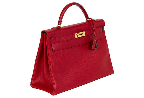 Hermès Kelly 40cm Red & Gold Preloved Bag