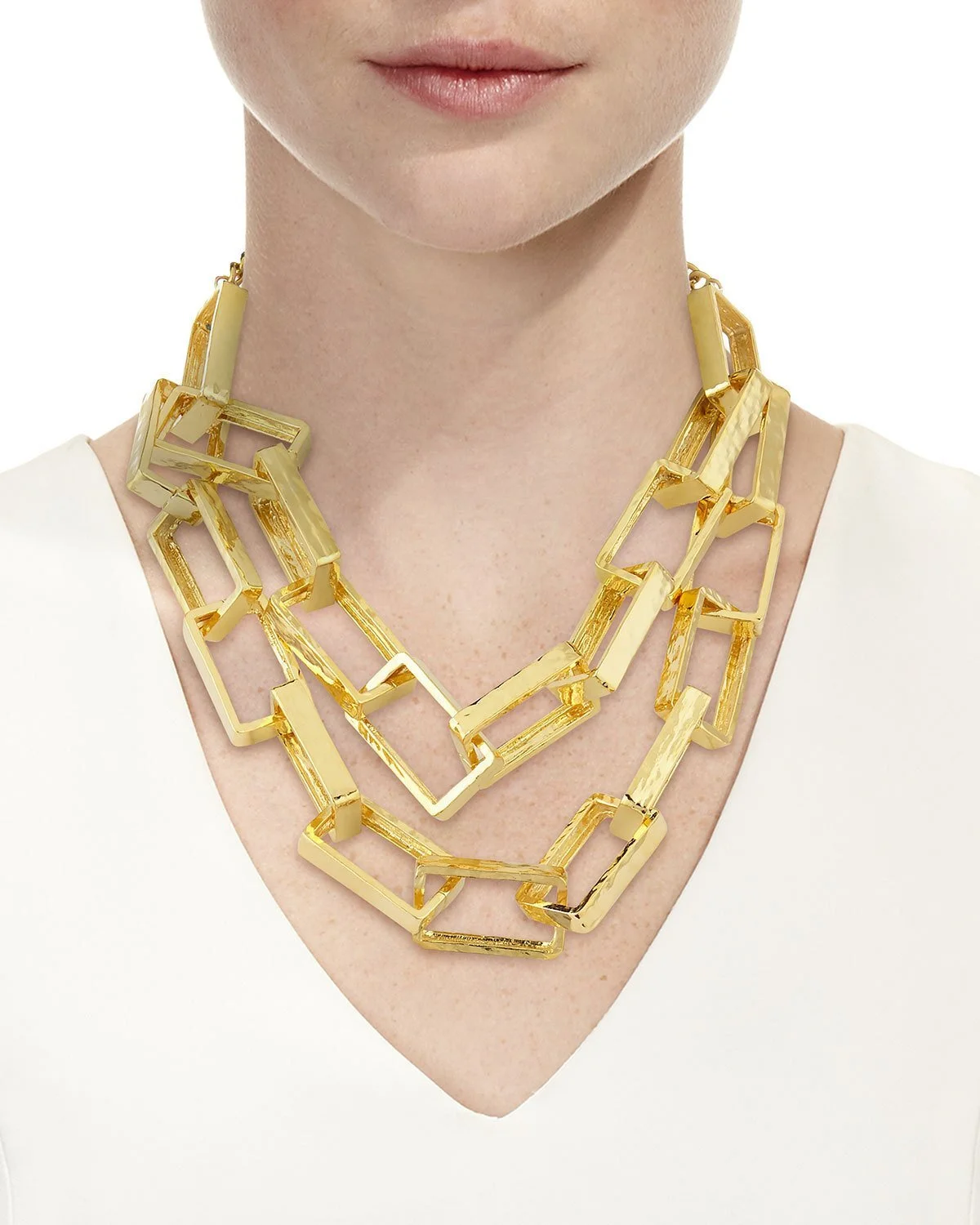 Collana oro con anelle rettangolari