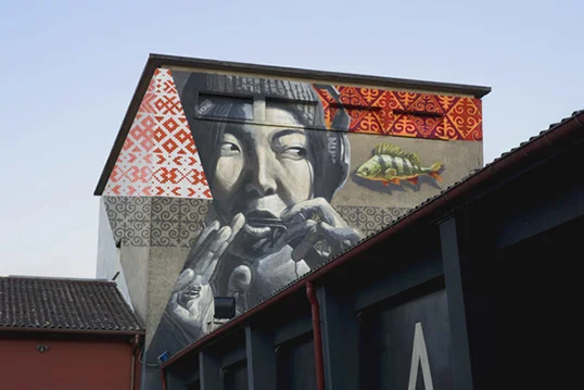 CACY I was granted a “carte blanche” to talk about the new generation of Kyrgyz artists at the contemporary arts centre CACY (Yverdon-Switzerland, 2016) (Photo: Monumental fresco painted by the Kyrgyz art collective DOXA - Serguei Keller et Dmitri Petrovski - in the framework of the exhibition).