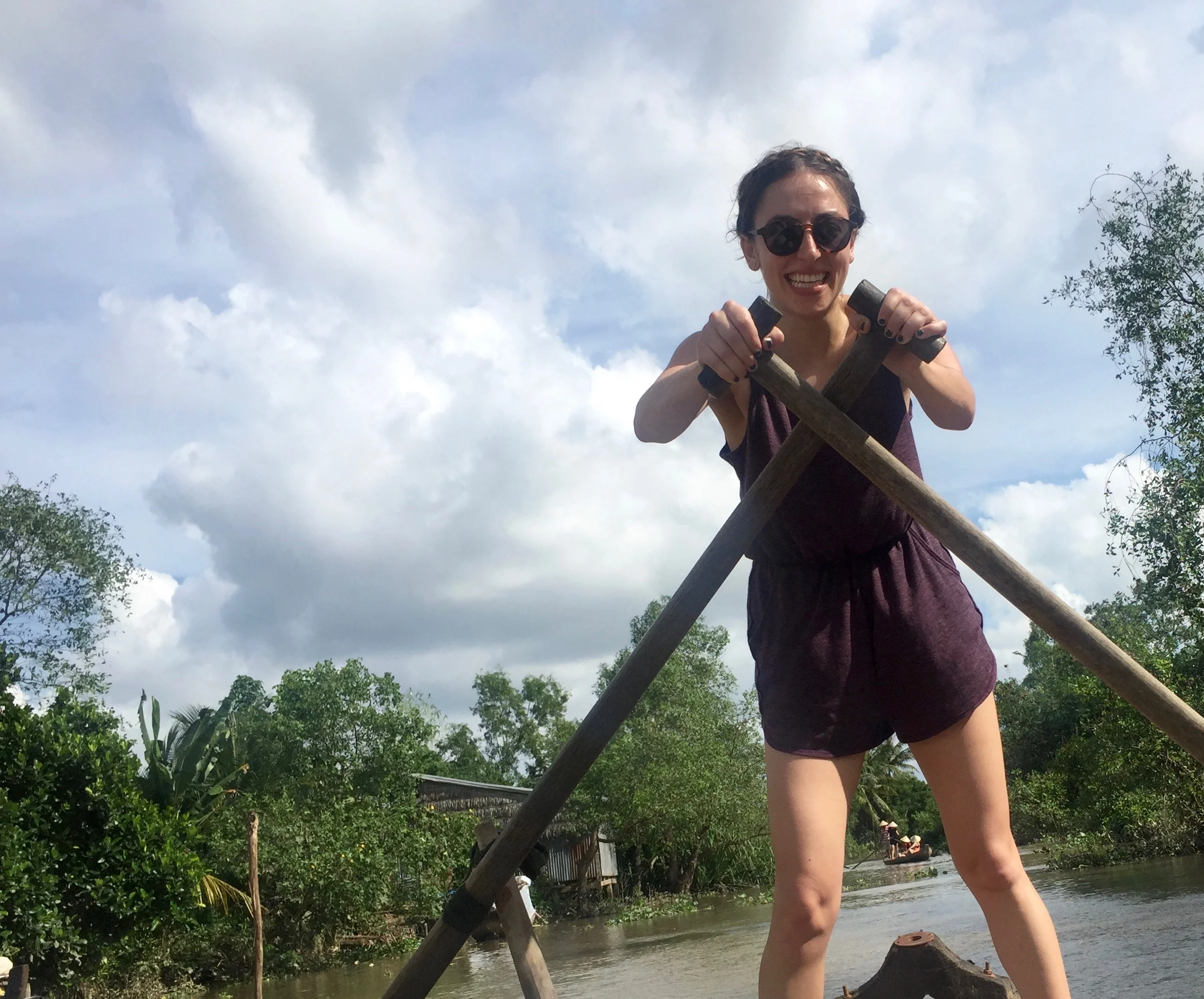 Rowing along the Mekong Delta.
