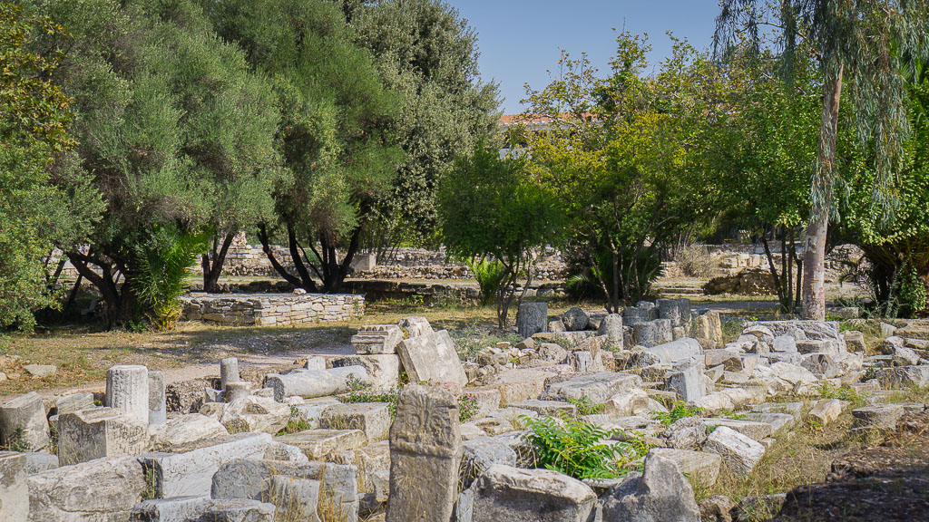 In the Ancient Agora. How would you know that their version of a newspaper was set up here without a guide?