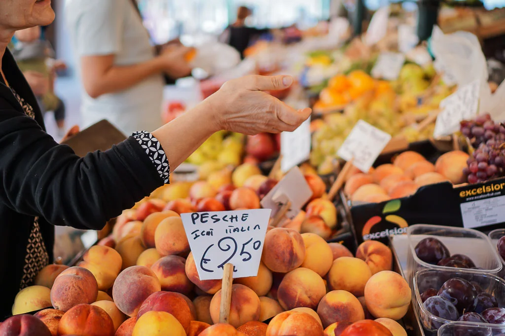 Fresh peaches in Venice, Italy
