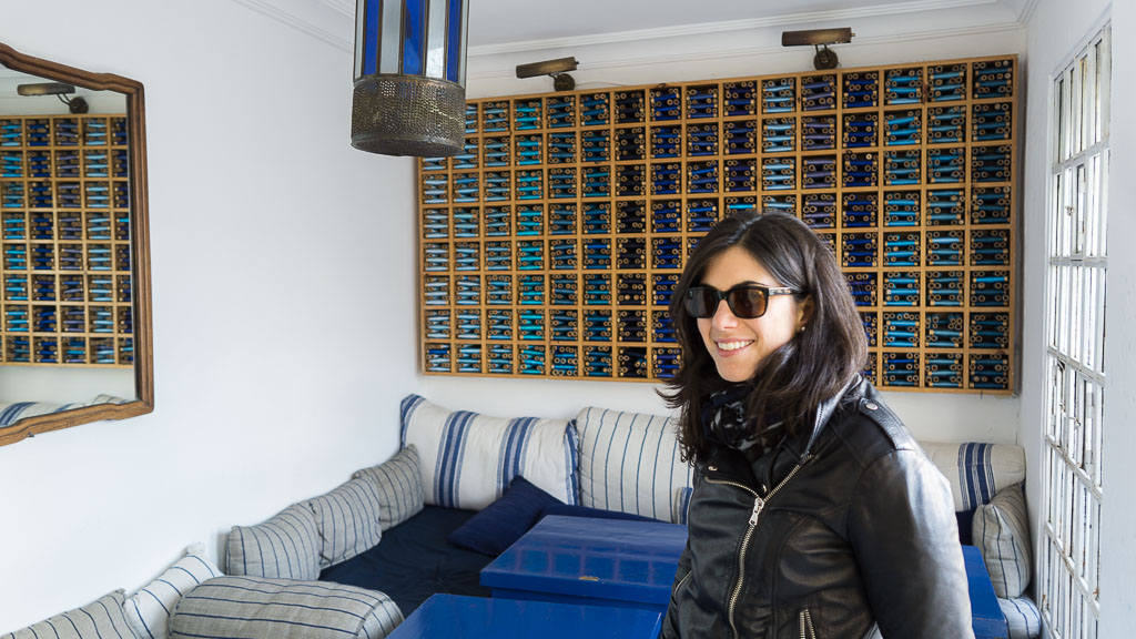 The inside of the restaurant was beautifully decorated in shades of blue.