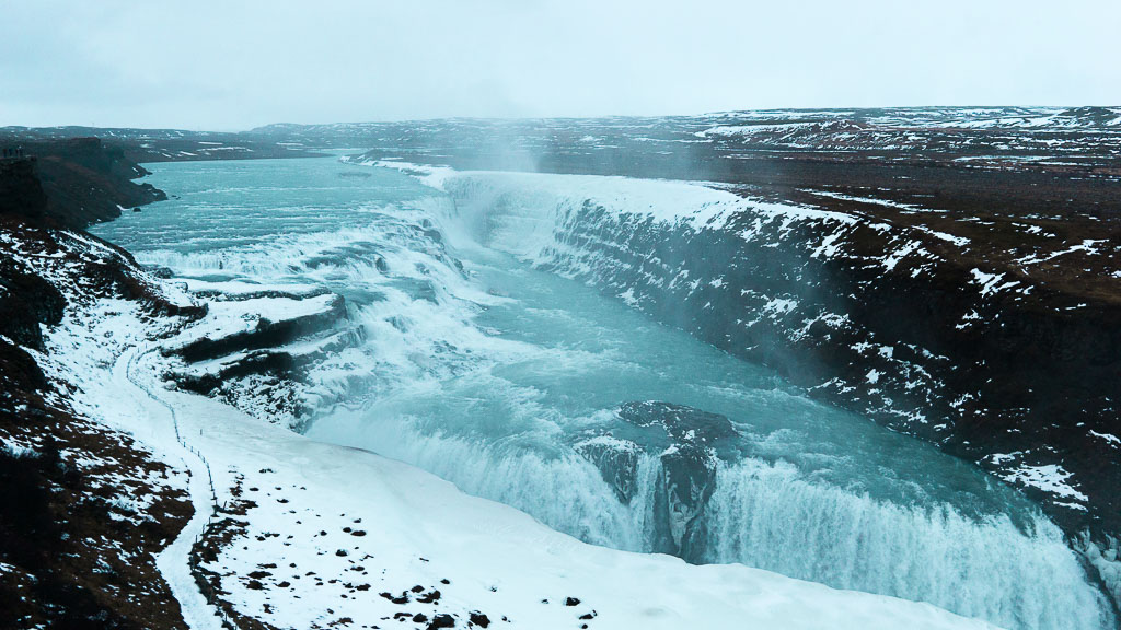 Gullfoss, on the Golden Circle, in the rain.