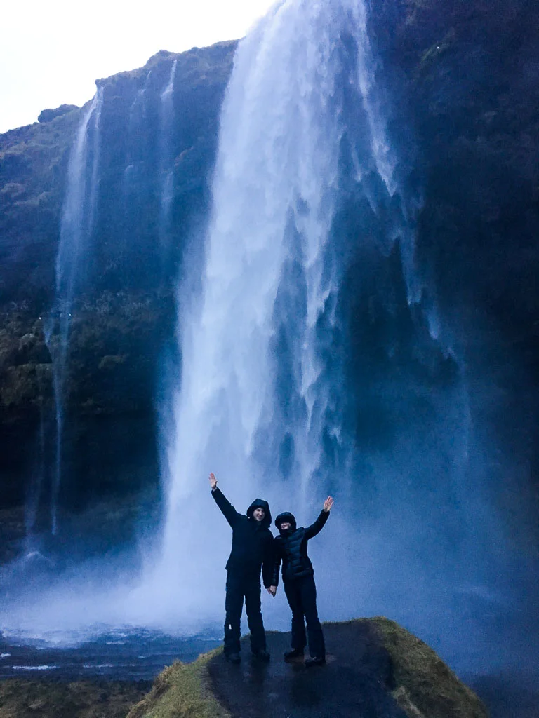 Getting soaked by Seljalandsfoss.
