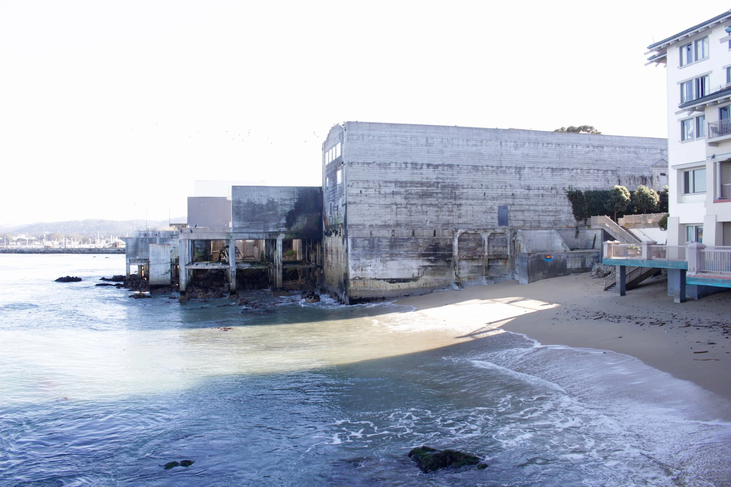 The remains of an old canning company on the water.