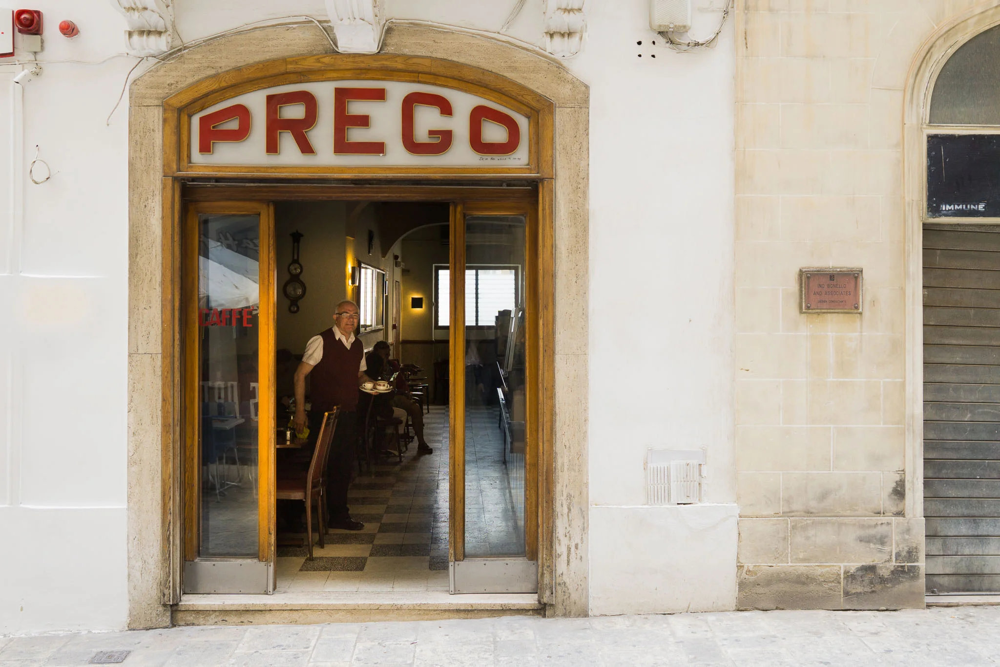 The friendly staff at Prego in Valletta.