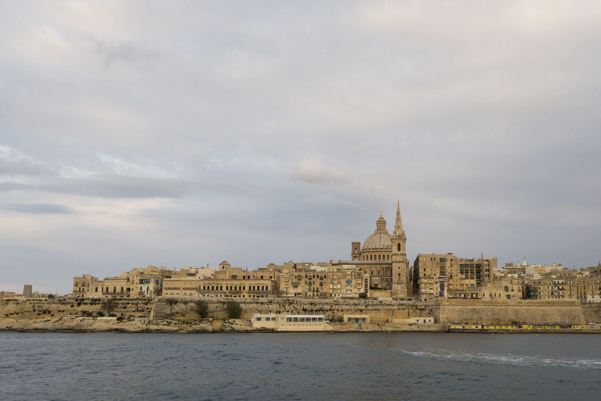 Looking back at Valletta from the ferry to Sliema.