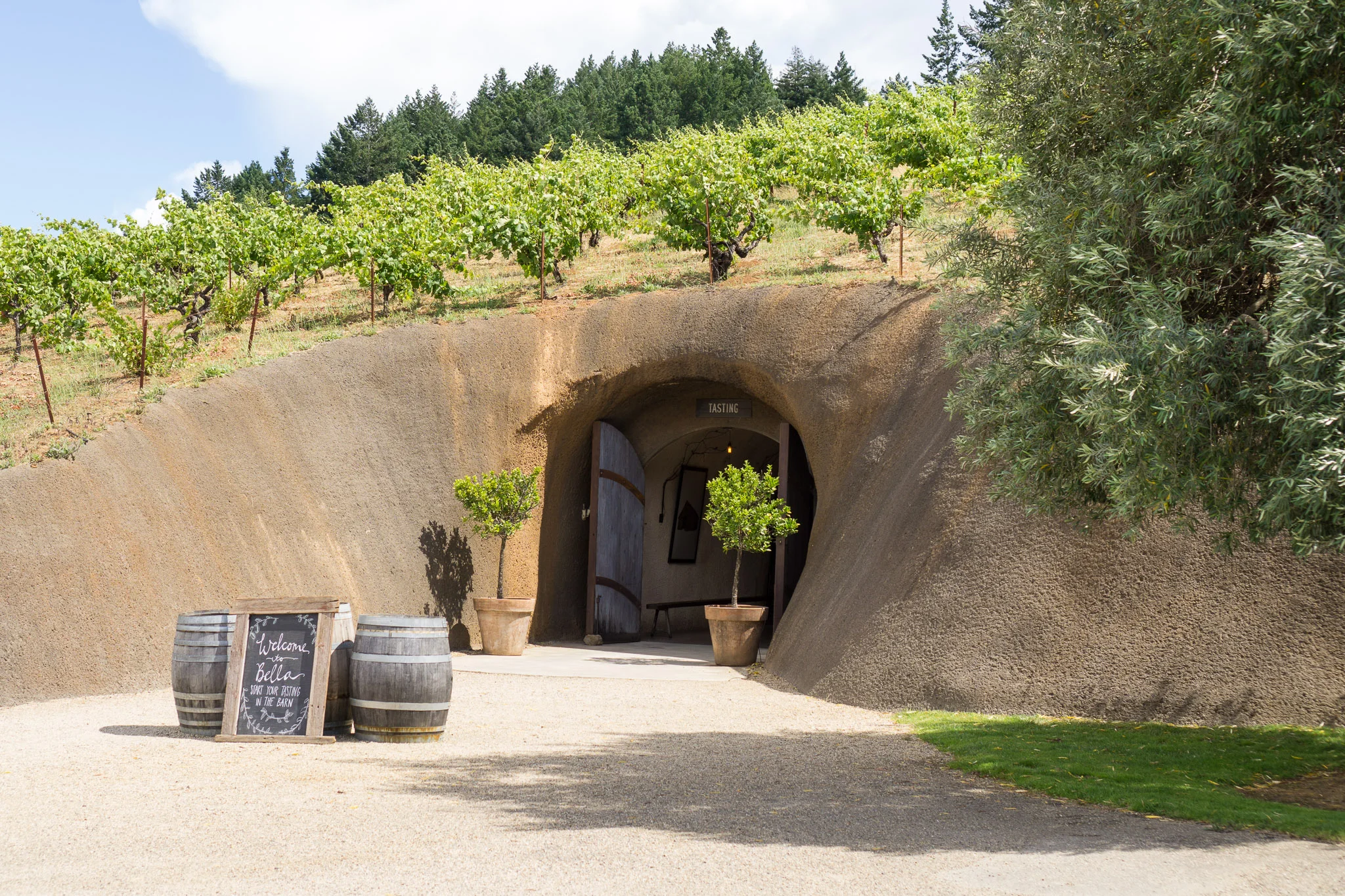 The wine cave entrance at Bella.
