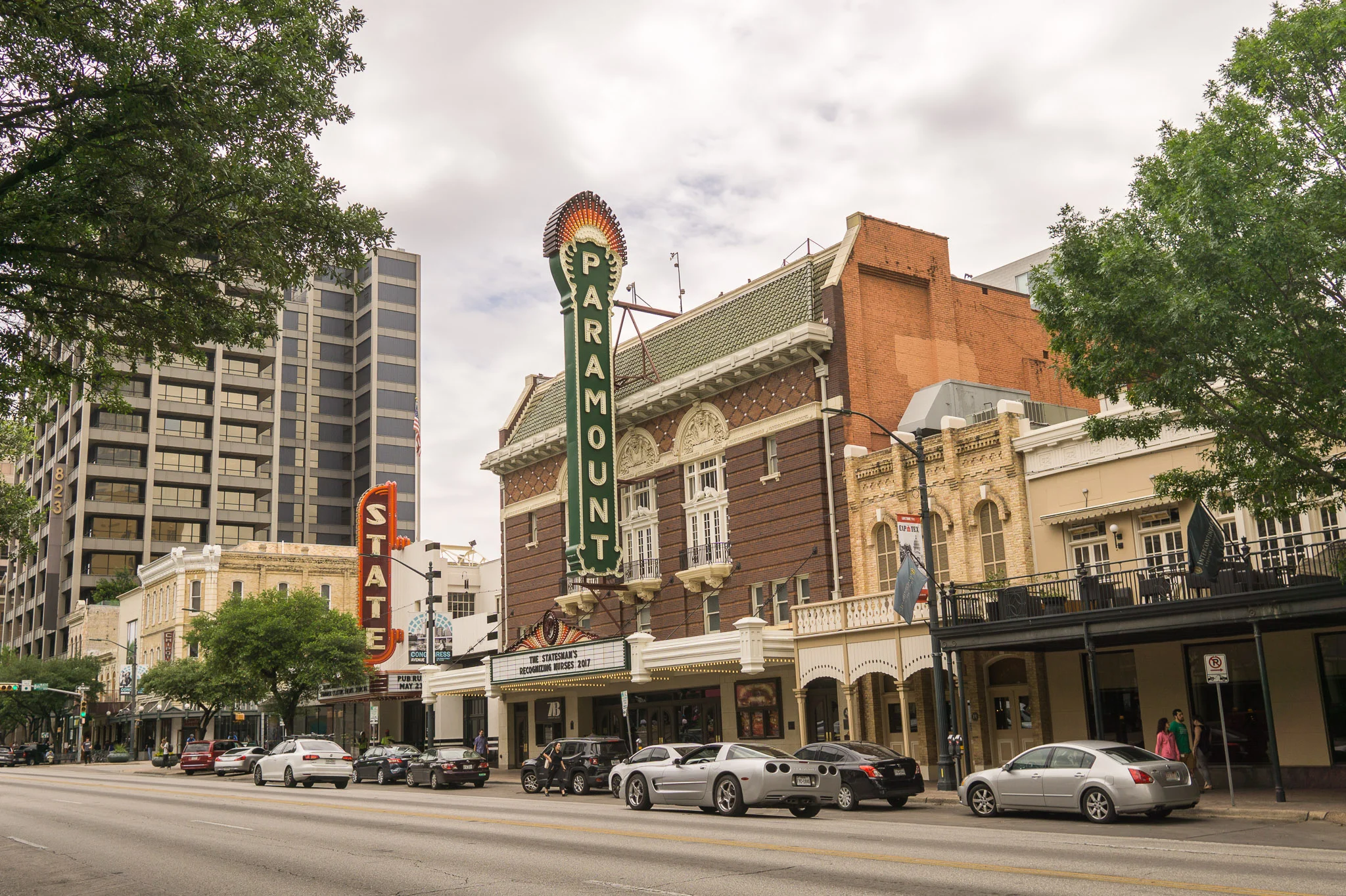 Walking up Congress Ave.