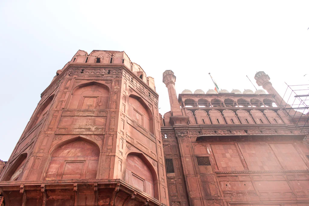 Looking up at the Red Fort. 