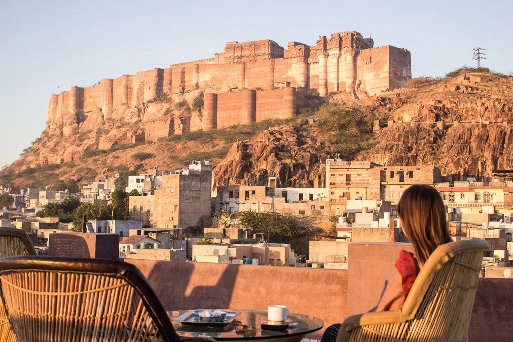 Morning coffee at sunrise on the rooftop of our Airbnb in Jodhpur, India. 