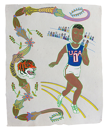   Wilma Rudolph,  2014  16”x20”  Flashe on paper  PRIVATE COLLECTION 