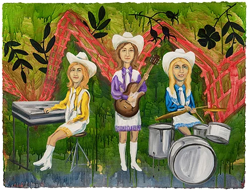 The Ladies: Legend of the Cherokee Rose, 2011 23" x 30" Oil & spray paint on paper
