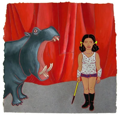 The Ladies: Hippopotamus Trainer, 2012 16" x 16" Flashe on paper