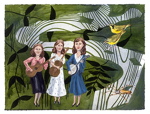 The Ladies: Sloane Sisters, 2010 23" x 30" Oil & spray paint on paper