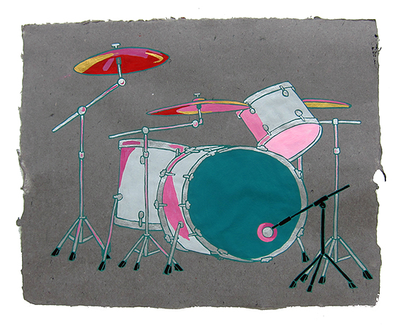   Hole, Patty Schemel's drum kit,  2013  16" x 20" Flashe on paper 