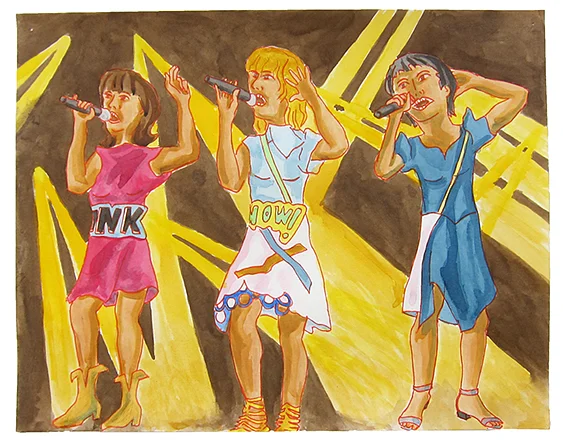 Chicks on Speed, 2015 9.5" x 12" Ink on paper
