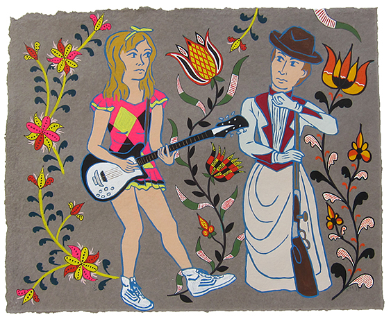Viv Albertine & Emma Protz, 2015 16" x 20" Flashe on paper