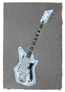   PJ Harvey's guitar,  2013  14" x 9.5" Flashe on paper 