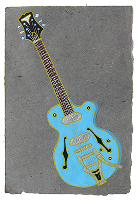   Regina Spektor's guitar,  2013  14" x 9.5" Flashe on paper 