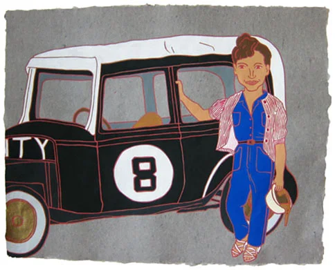 The Ladies: Lee Cornish, stock car racer, 2012 16" x 20" Flashe on paper
