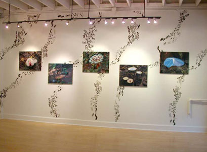   hush you mushrooms...,  2003  (October 18-November 22)   Wendy Cooper Gallery  Madison, WI  Wall painting/photography installation 