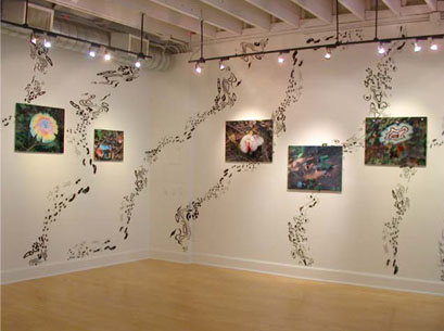   hush you mushrooms...,  2003  (October 18-November 22)   Wendy Cooper Gallery  Madison, WI  Wall painting/photography installation 