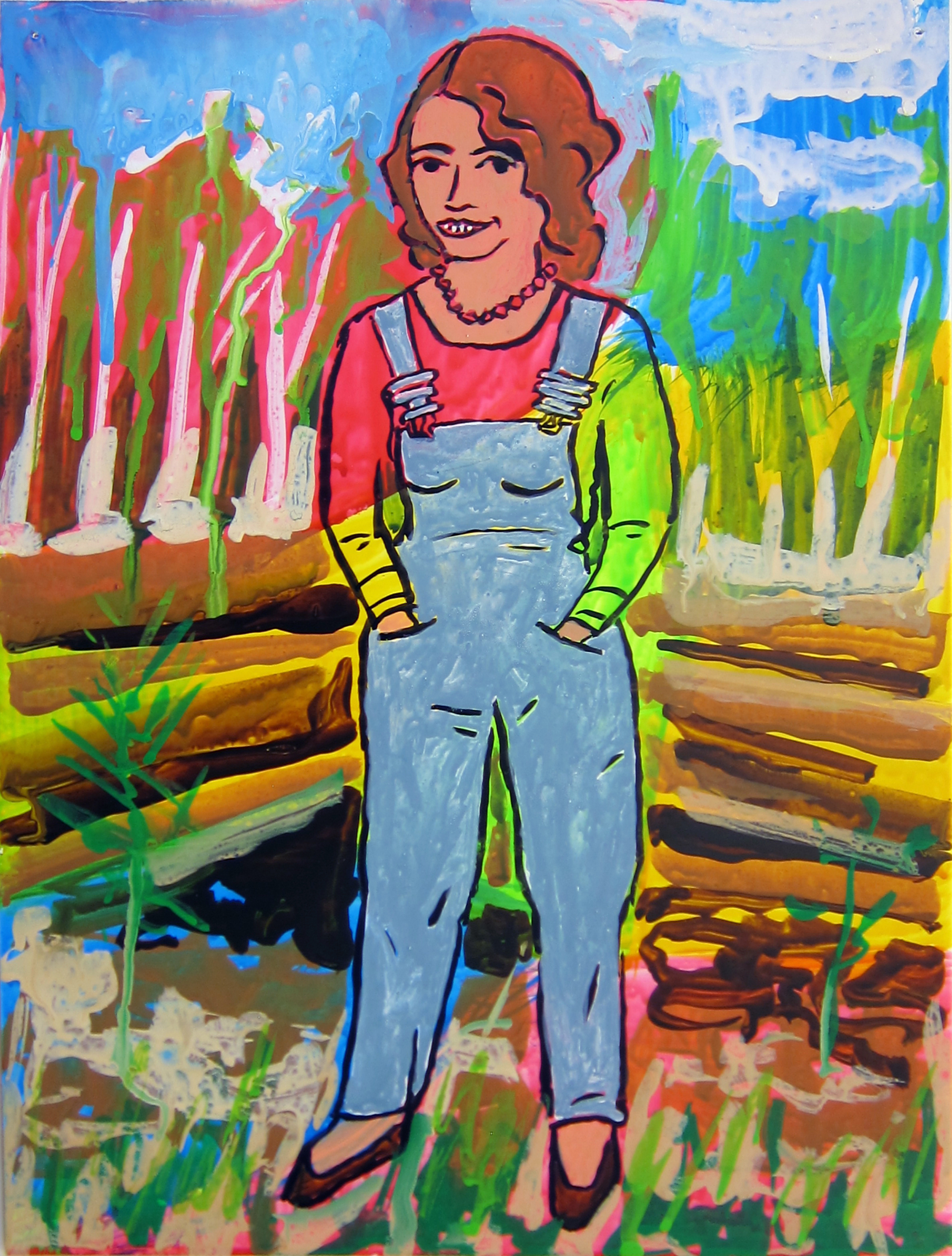   Woman in Overalls , 2016  12"x9.5" ink on paper 