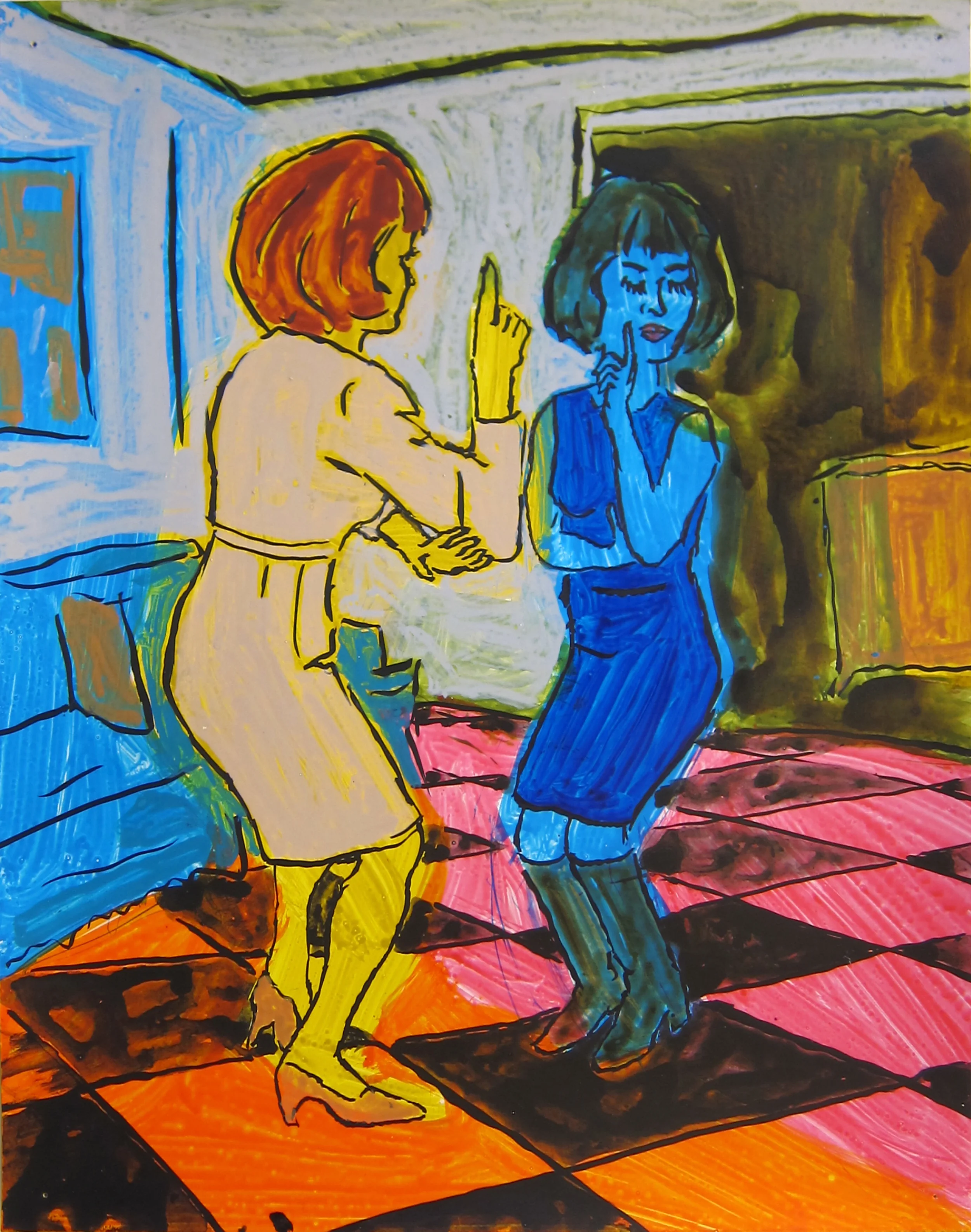 Two Women Dancing , 2016 12"x9.5" ink on paper