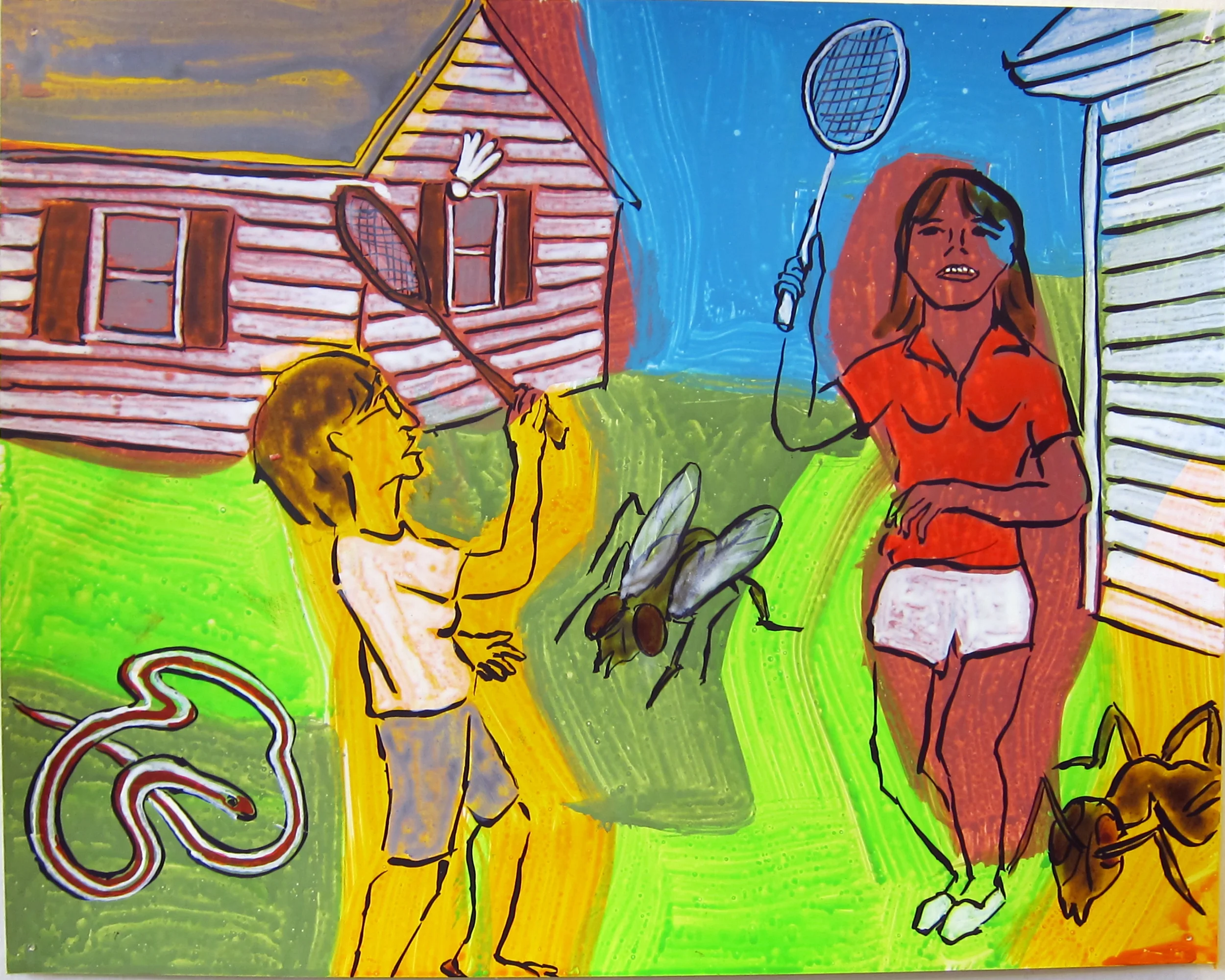 Badminton , 2016 9.5"x12" ink on paper
