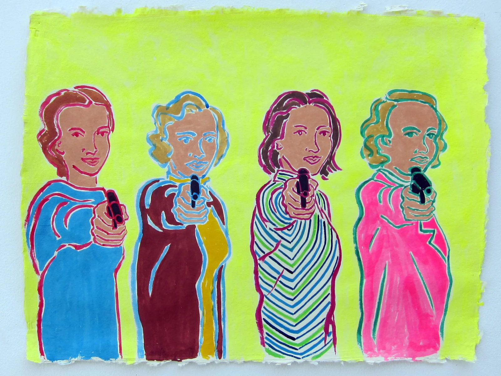Ladies With Guns 2 19"x25" ink & flashe on paper 2016