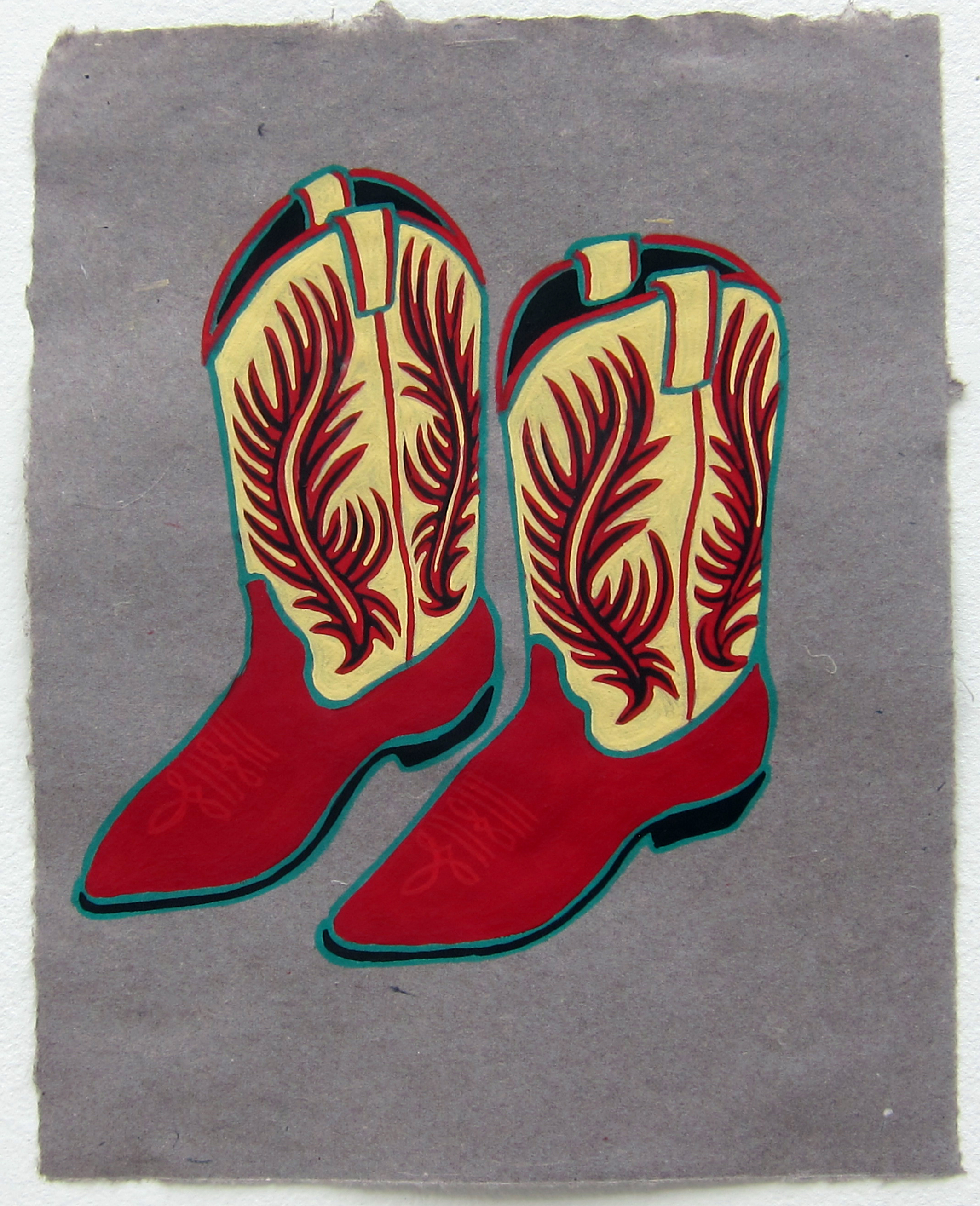   Cowgirl Boots   12"x9.5" flashe on paper  2015 