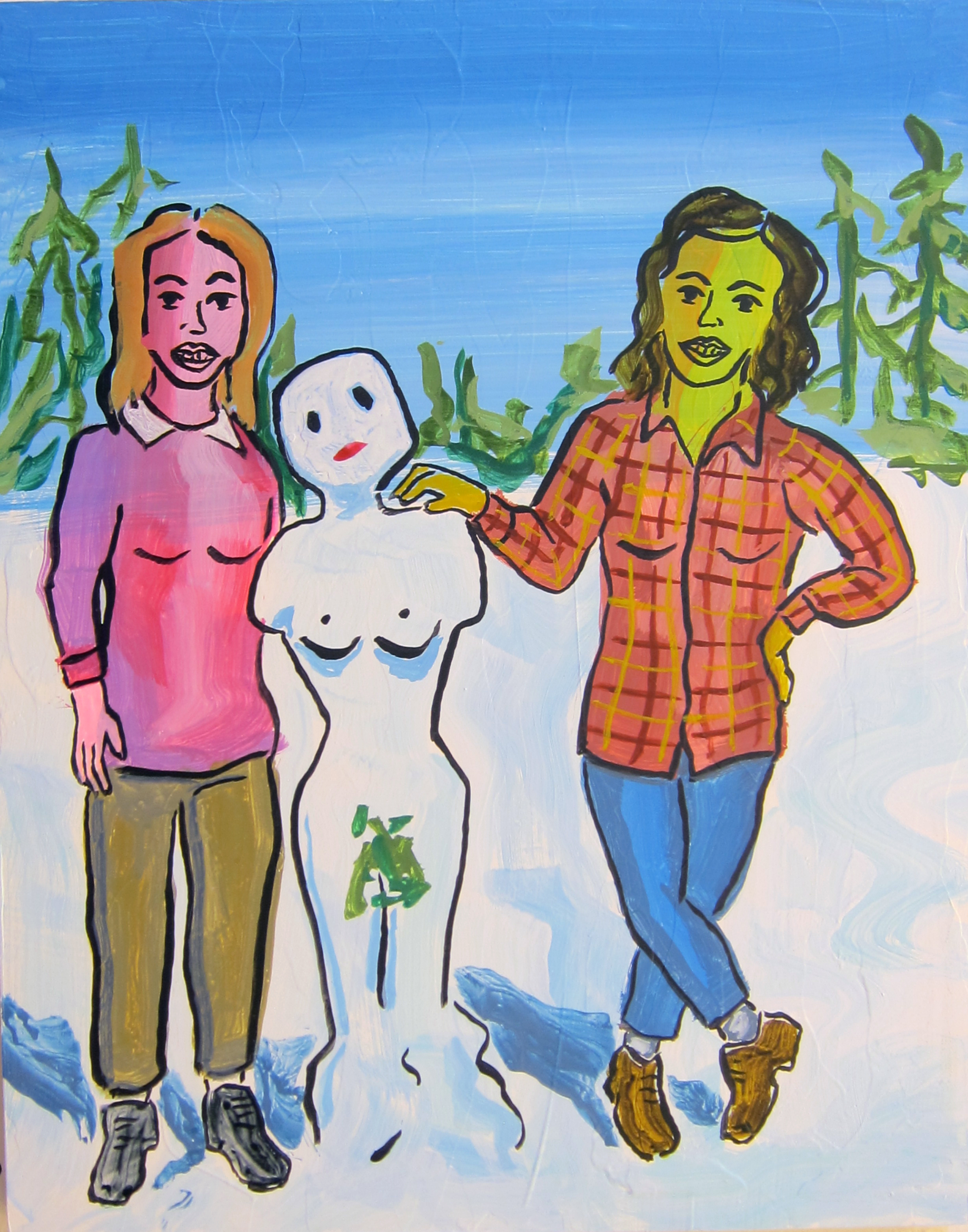   Snow Woman   20"x16"&nbsp;&nbsp; ink on panel  2018 