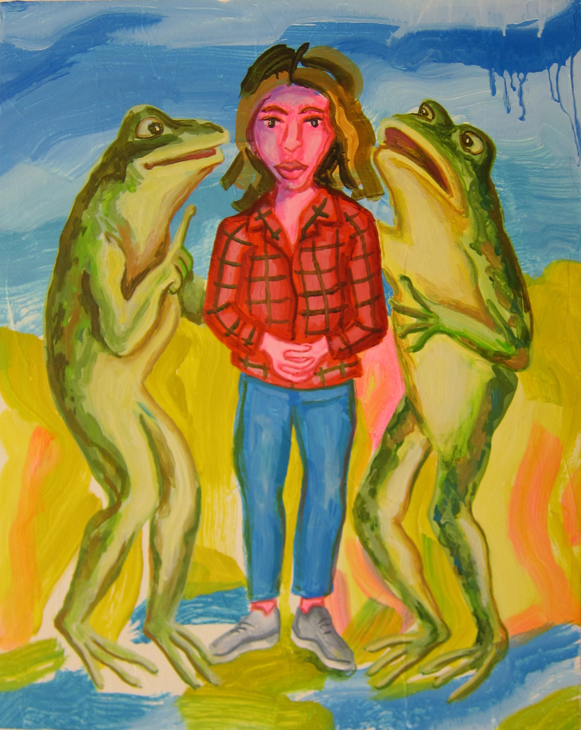   Frog Whisperer   20”x16”  ink on panel  2018 