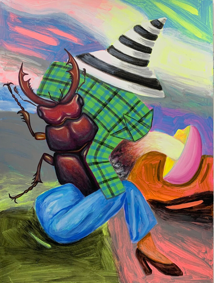  My Stag Beetle   24” x 18”  acrylic on paper  2021 
