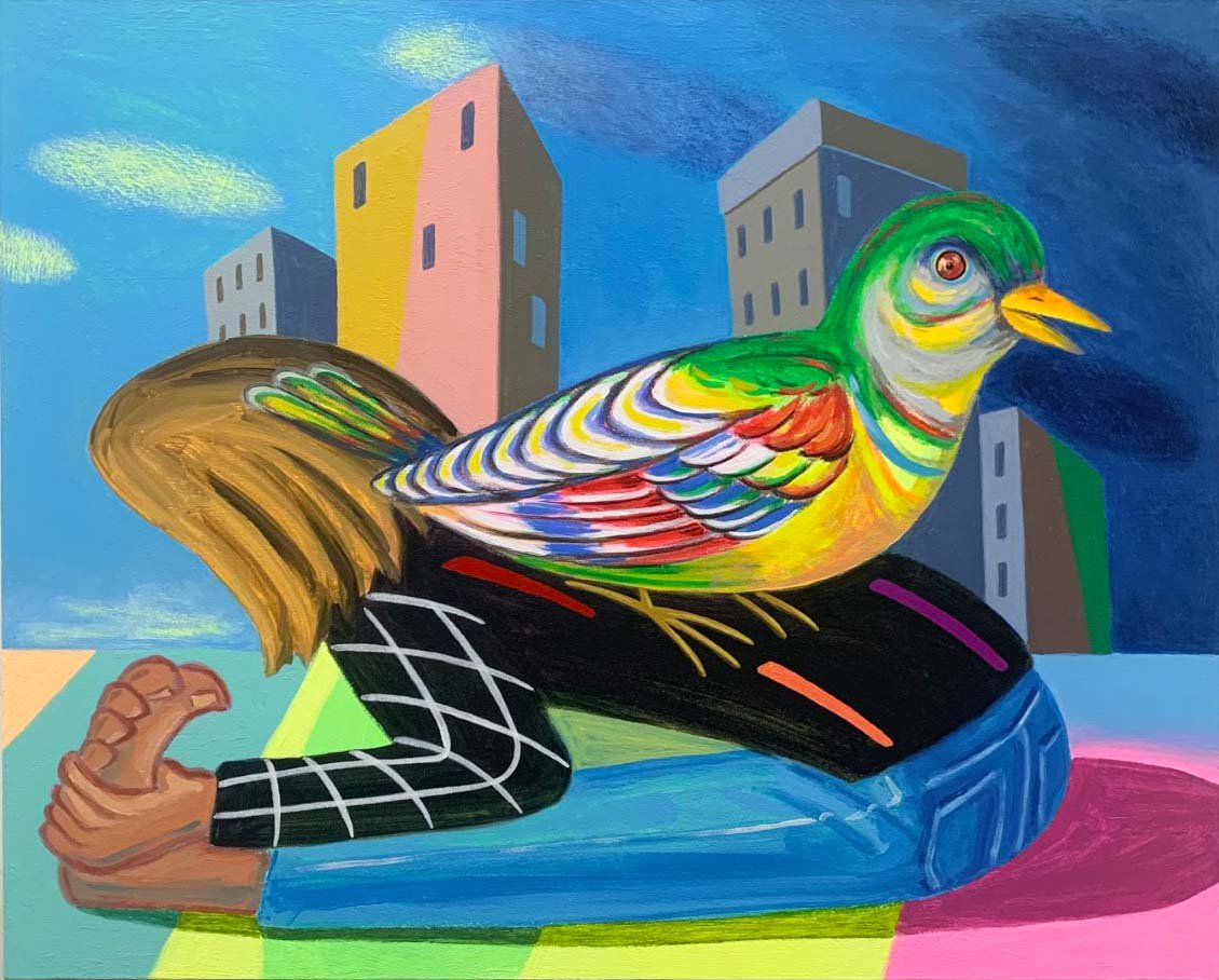   Bird On My Back   acrylic on canvas  24”x30”  2021 