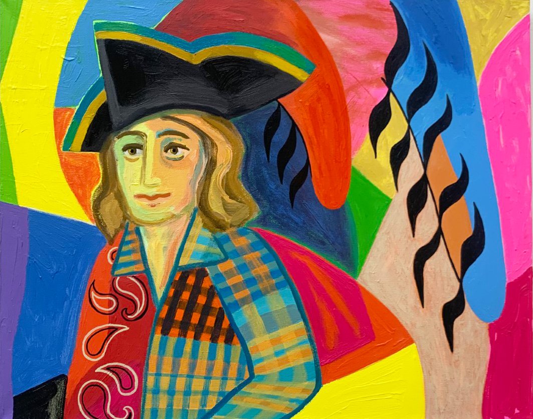   Portrait with Tricorne   acrylic on canvas  16”x20”  2022 