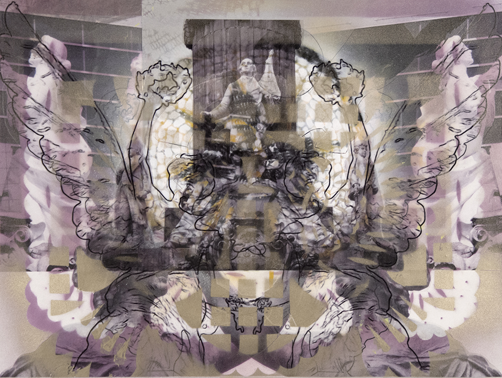 Angles at the Lower Independencia, 15” x 20”, Adhesive vinyl and spray paint on board, 2015