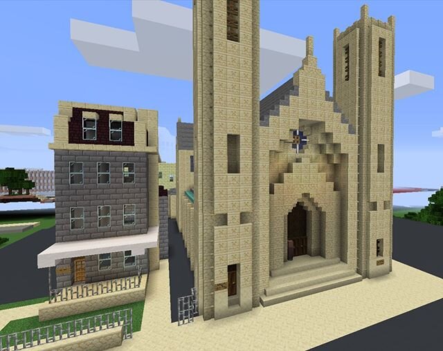 Have you heard that a group of @uofpenn students designed a beautiful set of @minecraft builds of Penn&rsquo;s campus?? Well, one of the team members is from the Newman Center and made this incredible design of St. AJ's and the Newman Center!! This i