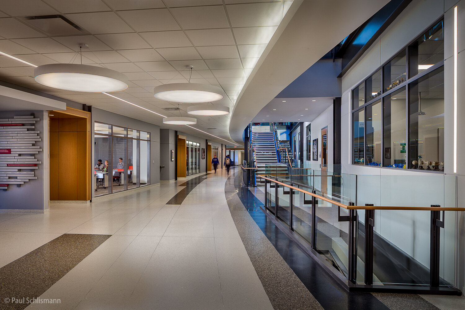 Interior lobby of St Mary’s college MN. by Chicago architectural photographer Paul Schlismann