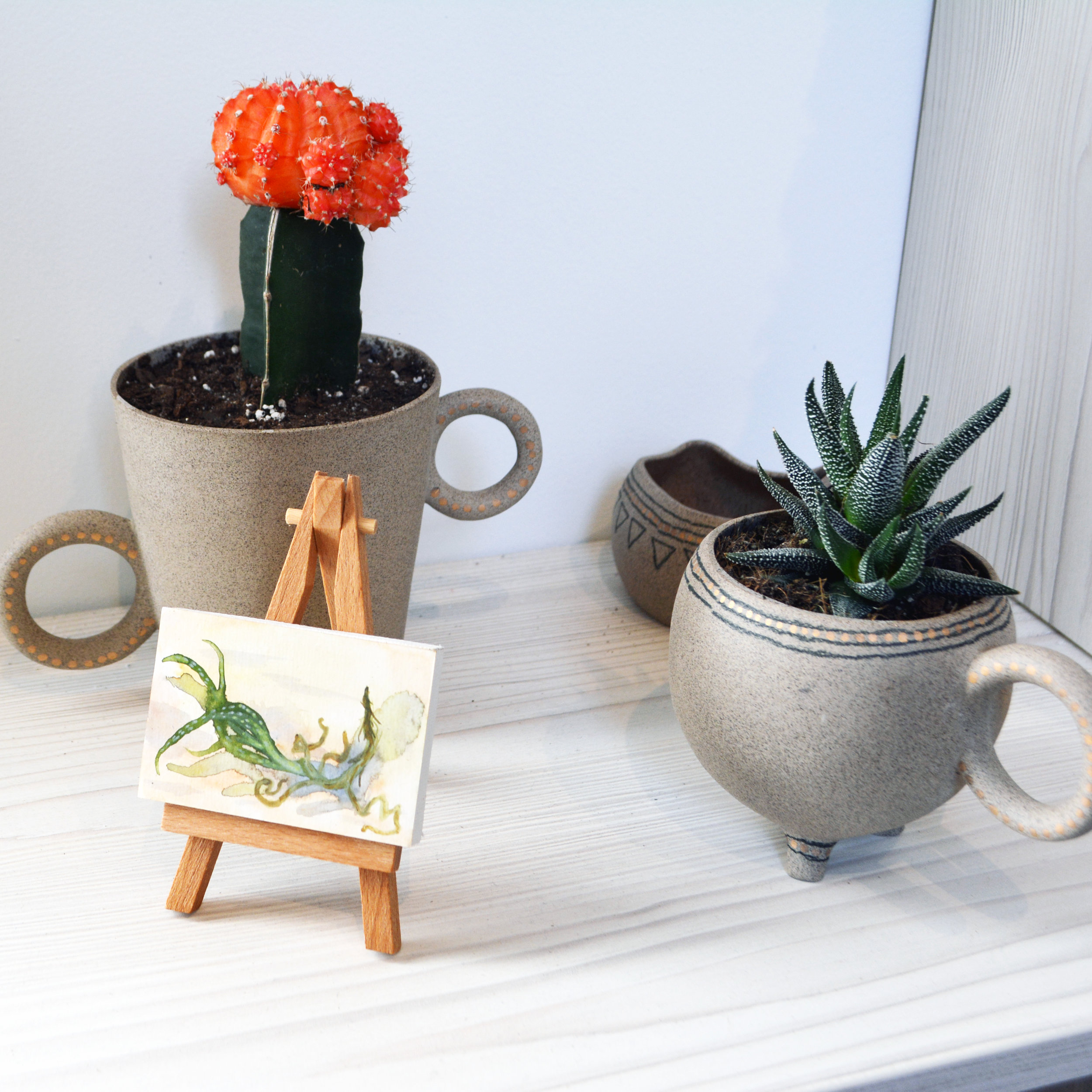 Planters by Hannah June & Succulent Paintings by Katrina Bello