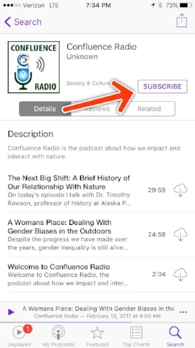 Tap on any episode to listen, and tap on "Subscribe" to get new episodes to show up automatically in your feed.