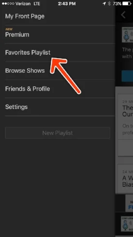 After you tap the "+" icon to add Confluence Radio to your Favorites Playlist, you can swipe right from any screen to access your playlist and listen. 