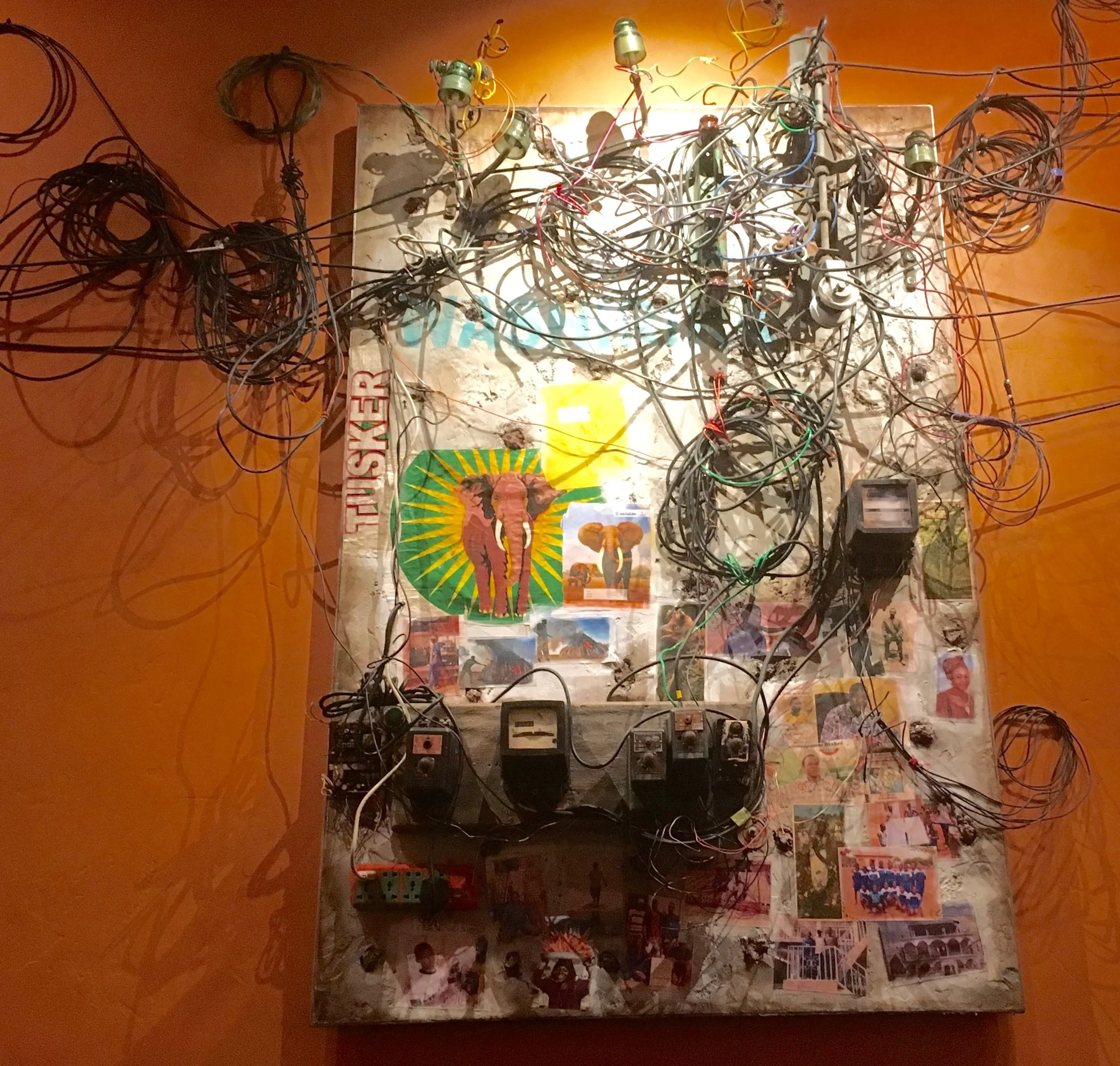 This jumble in Tiffins is what electrical panels in African towns might look like.