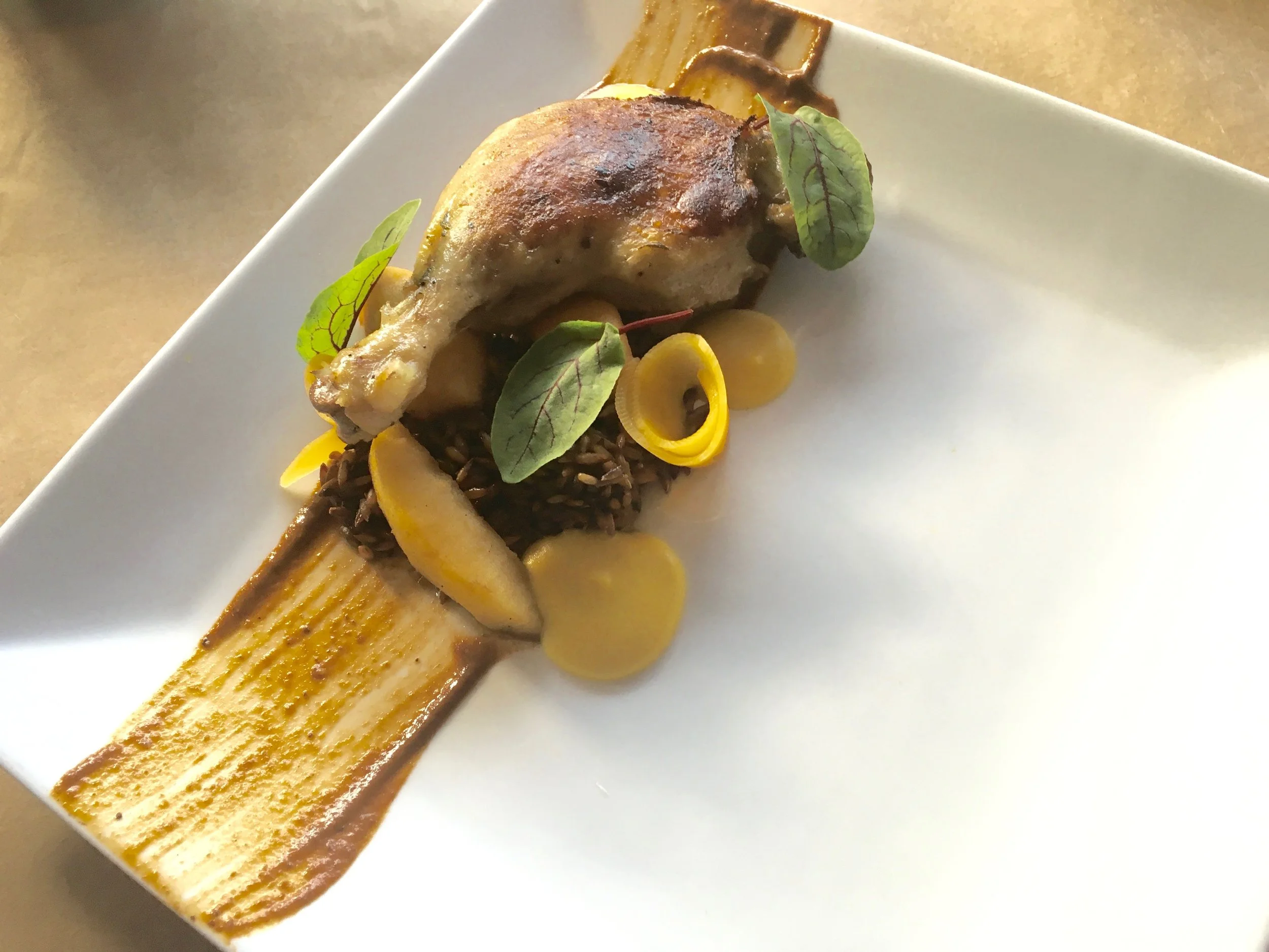 Duck leg with pumpkin, apple, mole and ginger oil at Visit Orlando Magical Dining 2016