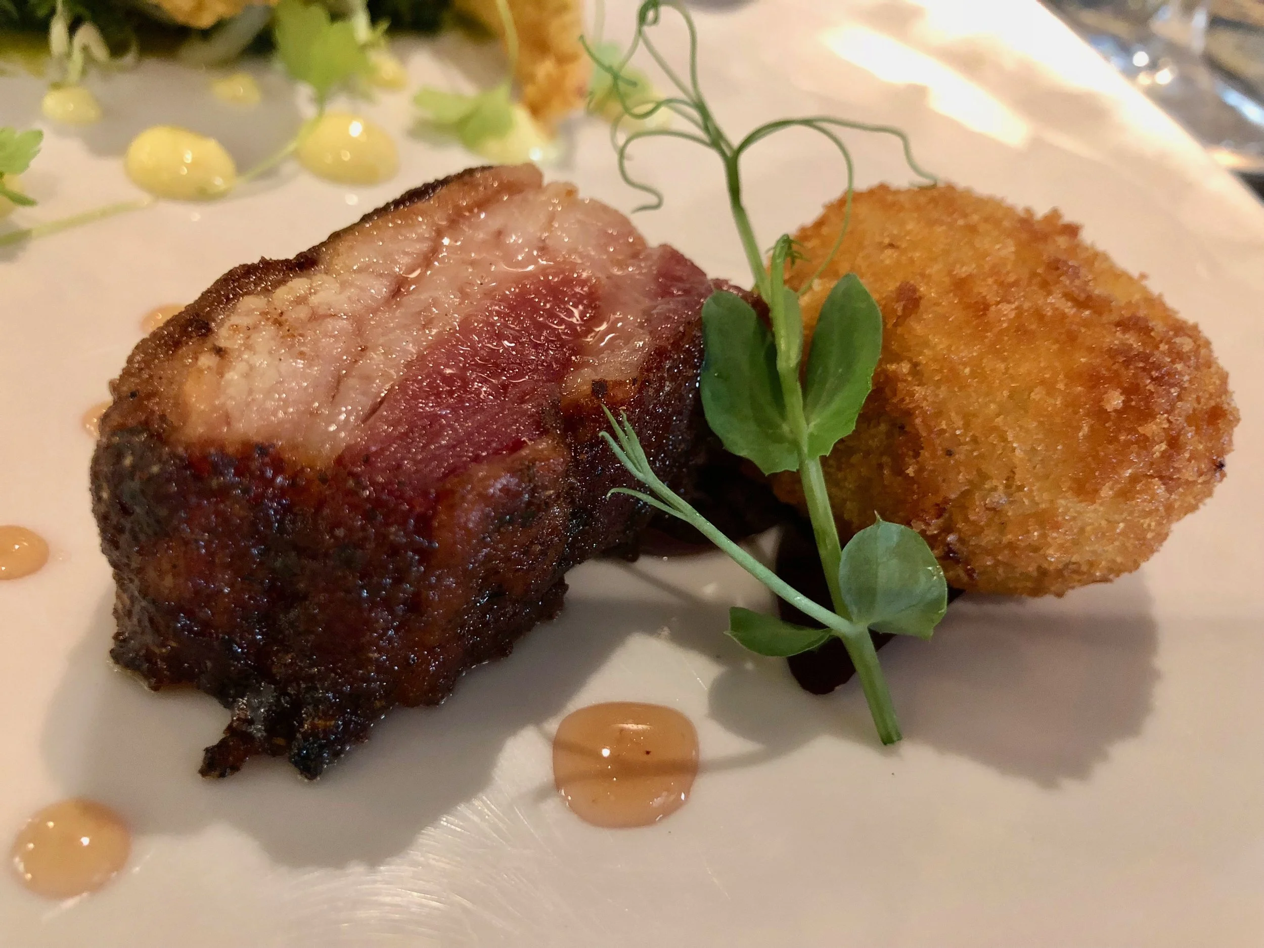 Kurobuto pork belly with a croquette