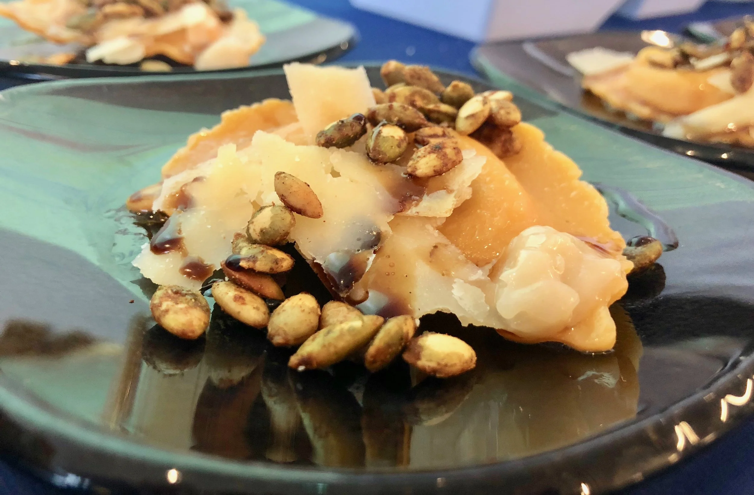 This butternut squash ravioli doesn't fit into my Steak-Out theme, but it's worth seeking out at The Wine & Dine Studio marketplace. The pasta is covered with pumpkin seeds, Parmesan cheese and a brown butter vinaigrette. 