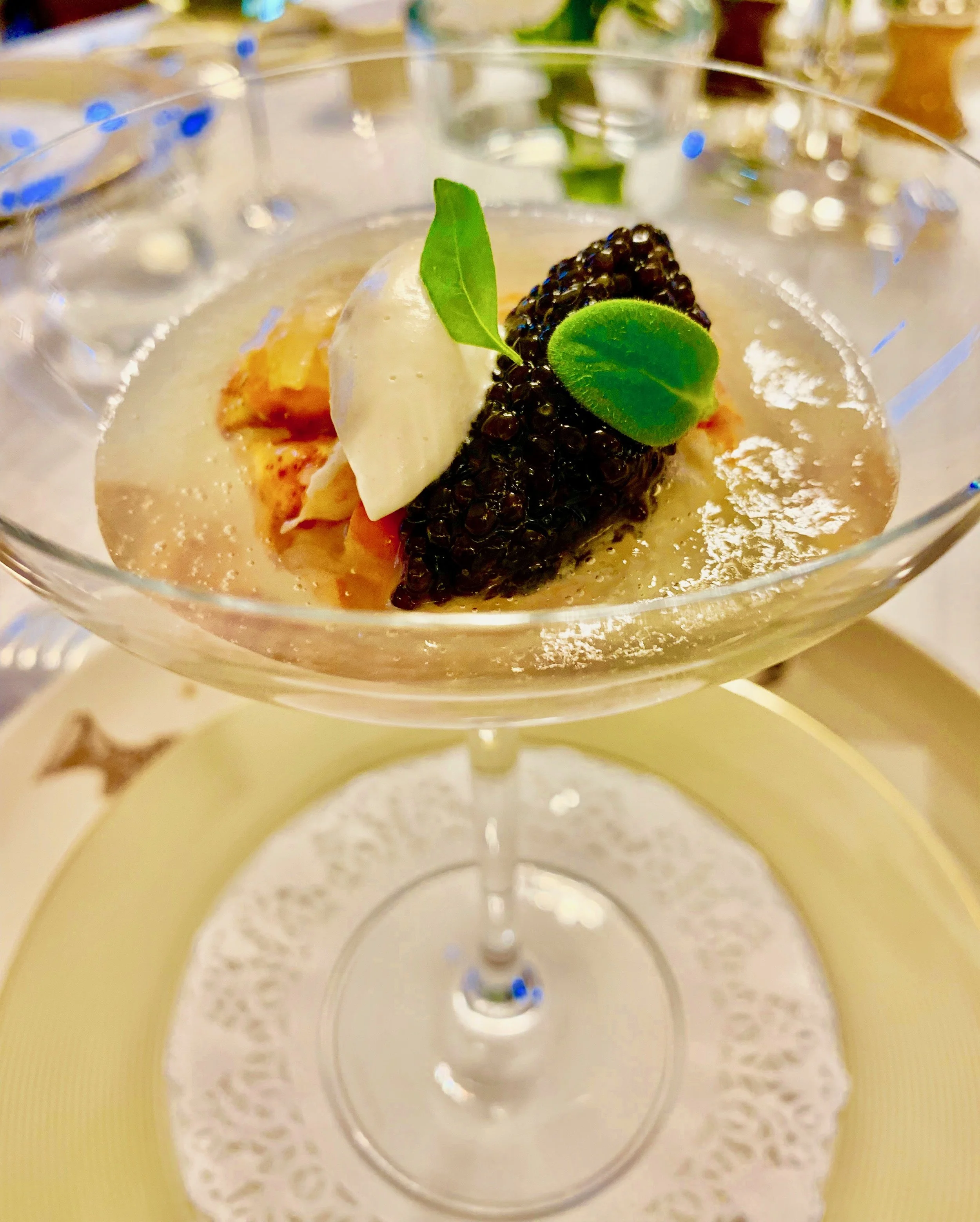 Lobster in an iced Pouilly-Fuissé court-bouillon with lemongrass and caviar