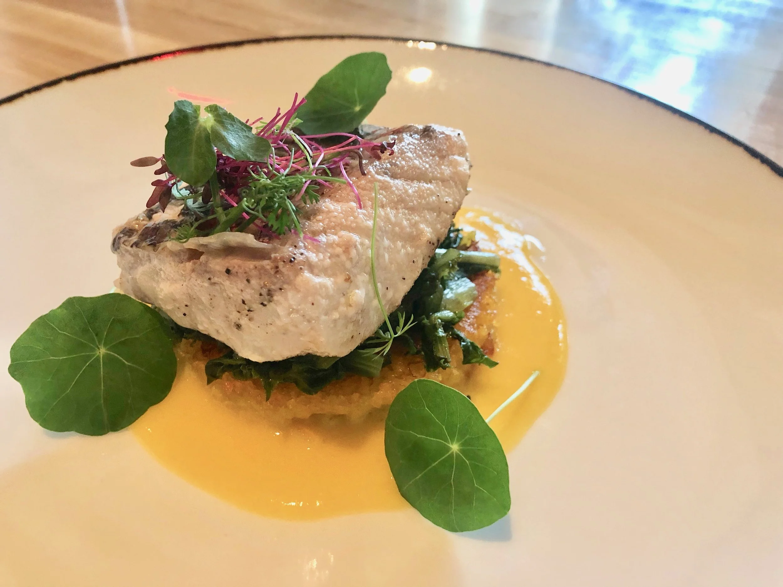 Ravello –Cernia. Oil-poached local snapper on a saffron risotto cake with lemon and fresh herbs. Now here’s a meal. Splendid. Just splendid.